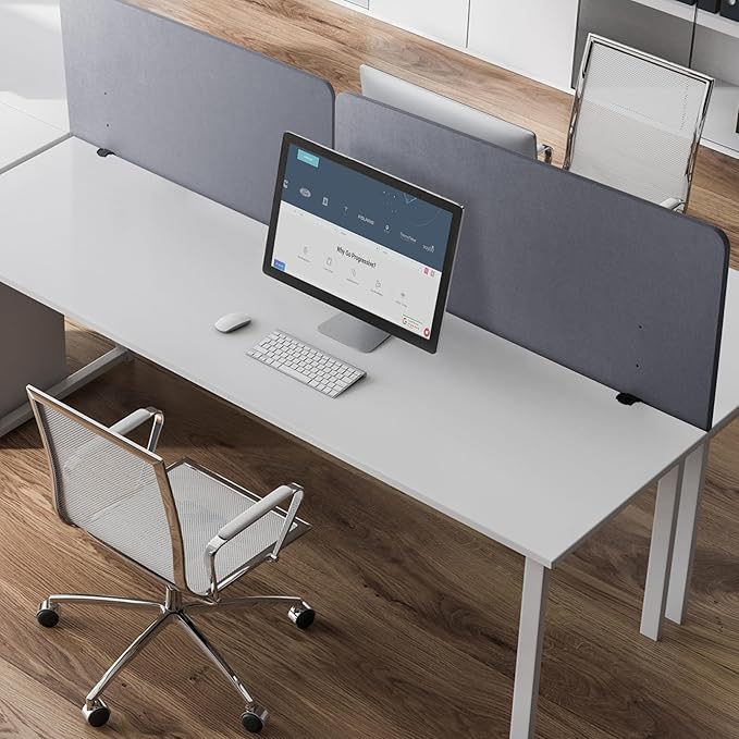 Progressive Desk Privacy Acoustic Panel 59″ - Desk Divider - 59 Inch Sound Proof Dividers - Dark Gray