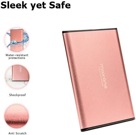 Maxone 500GB Ultra Slim Portable External Hard Drive HDD USB 3.0 Compatible with PC, Laptop - Rose Pink