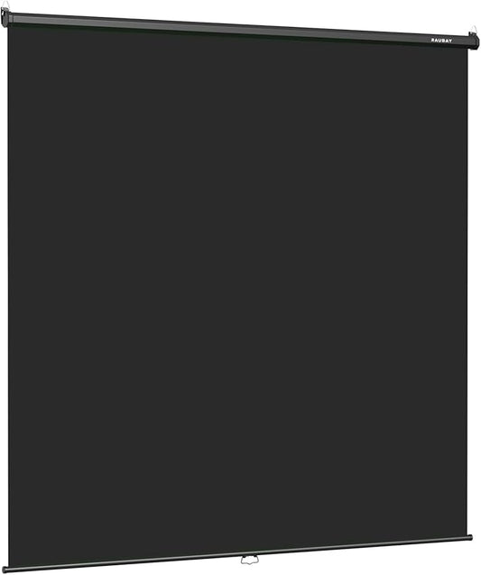 RAUBAY Retractable Pull Down Black Screen Backdrop - 78.7" x 86.6" Collapsible Wall-Mount Background for Professional Video Production, Photography, TikTok and Video Conferencing