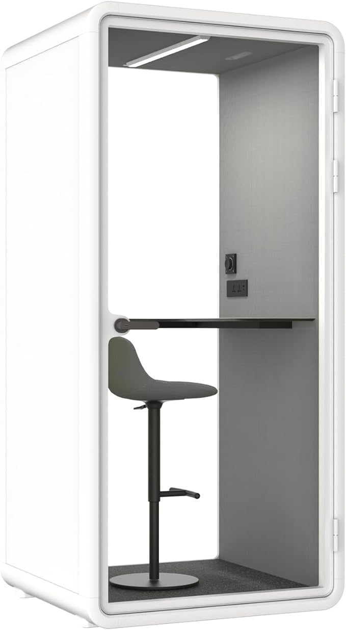 Quiet Meeting Pod with Acoustic Panels, Office Soundproof Room with Furniture, Portable Removable Working Booth for Private Phone Calling, Study, Individual Seater Personal Office H92in W43in D40in