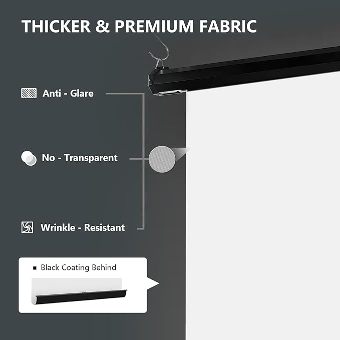 RAUBAY Motorized Pull Down White Screen Backdrop - 78.7" x 86.6" Collapsible Wall-Mount Background for Professional Video Production, Photography Studio, Video Conferencing and YouTube, TikTok Creator