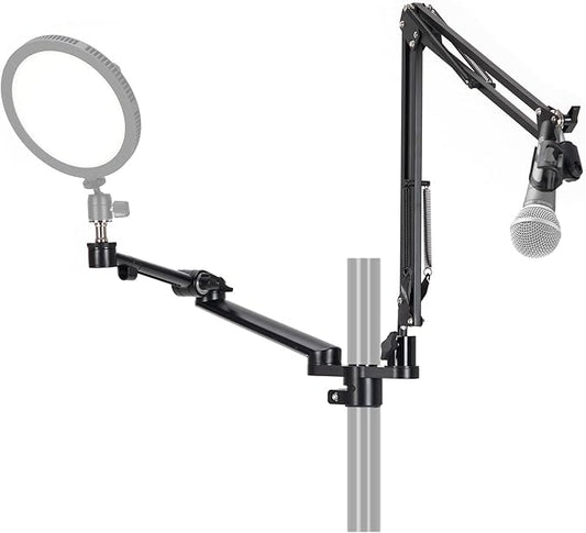 TARION Modular Desktop Arm Set - 18"/45 cm Adjustable Arm with Spigot Mount for COB Lights + 29.4"/75 cm (Max) Mic Boom Stand for Microphone Compatible with 35 mm Rods - Titanrig Arm Y