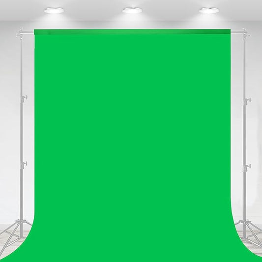 Aimosen 10 X 7 FT Green Screen Backdrop for Photography, Chromakey Virtual GreenScreen Background Sheet for Zoom Meeting, Cloth Fabric Curtain for Party Decor Video Studio Calls Streaming Gaming Photo