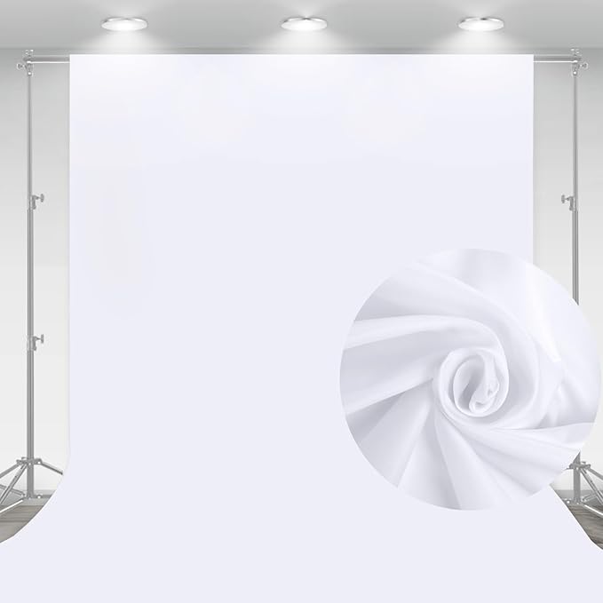 Aimosen 10 x 7 FT White Backdrop Background for Photography, Professional Pure WhiteScreen for Photoshoot, High Density Fabric Curtainfor Video Record Portrait Stand Photo Studio, with Rod Pocket
