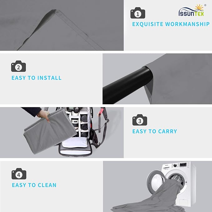 ISSUNTEX 5X6.5 ft Gray Background Backdrop,Photo Studio,Collapsible High Density Screen for Video Photography and Television