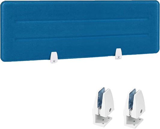 Desk Divider Panel, 34.6" x 11.8", Blue – Clamp-On with 2 L-Clips, Soundproof Noise Reducing Privacy Screen for Office or Home Desk, High Quality Polyester
