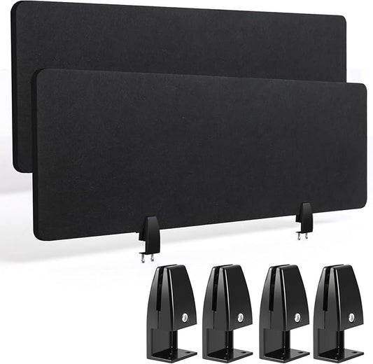 Wesiti 2 Pcs Acoustic Desk Divider Noise Reducing Desk Privacy Panel for Student Table Standing Sound Proof Divider Desktop Claw Office Furniture Partition for Classroom(Black,47.24 x 15.75 Inches)
