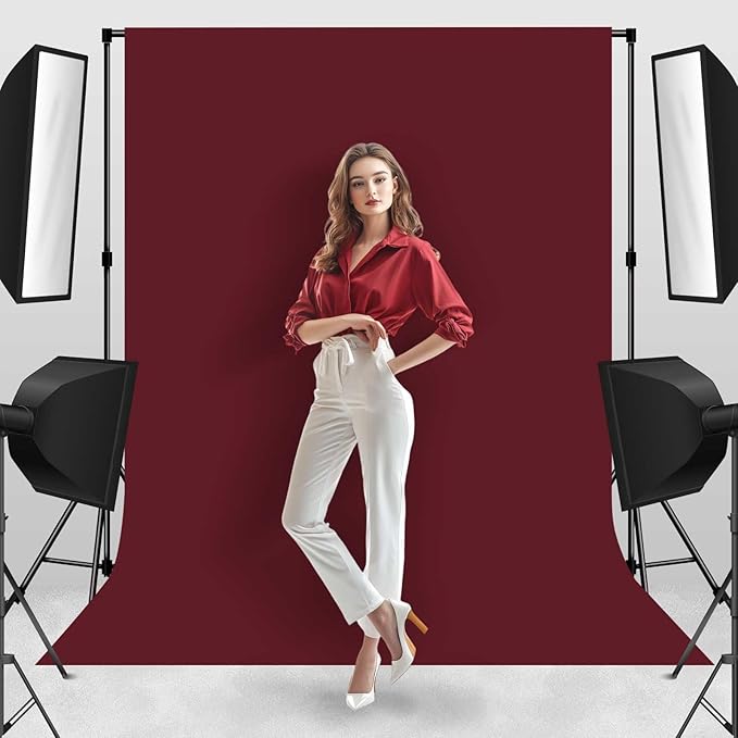 Photo Backdrop Wine Red Background Cloth Professional Photography 5x7ft Seamless Design to Eliminate Wrinkles Wedding Luxury Theme Decoration Art Exhibition Gallery Display