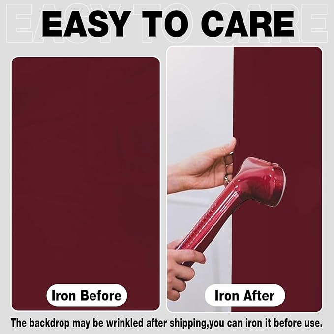 Photo Backdrop Wine Red Background Cloth Professional Photography 10x10ft Seamless Design to Eliminate Wrinkles Wedding Luxury Theme Decoration Art Exhibition Gallery Display