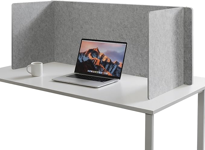 Desk Divider Privacy Screen 3 Panel Sound Absorbing - 47.2”x 23.6”x 19.7” Freestanding Acoustic Partitions for Office, Noise Reducing Panels for School, Home, Library,Sliver Grey