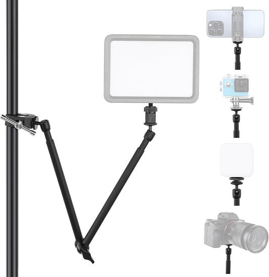 UTEBIT 22 Inch Magic Arm Camera Mount with Super Clamp 1/4" & 3/8" Screw Hole for Desk Rig Flashlight Monitor