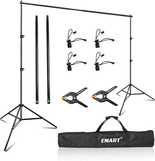 EMART Photography Backdrop Stand, 8 x 8 ft Adjustable Photo Background Holder, Back Drop Banner Support Frame Kit for Photoshoot Video Studio, Birthday Party