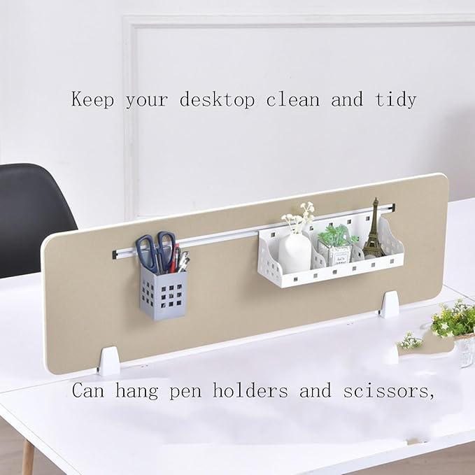 Table Mounted Modesty Panel ，Sneeze Guard Desk Divider， with Slot Sound Proof Mounted Privacy Panel，for Office Cubicle(Silver,100cmX30cm)