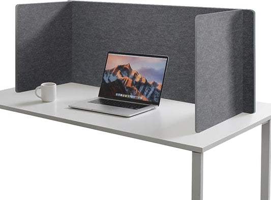 Desk Divider Privacy Screen 3 Panel Sound Absorbing - 47.2”x 23.6”x 19.7” Freestanding Acoustic Partitions for Office, Noise Reducing Panels for School, Home, Library,Dark Grey