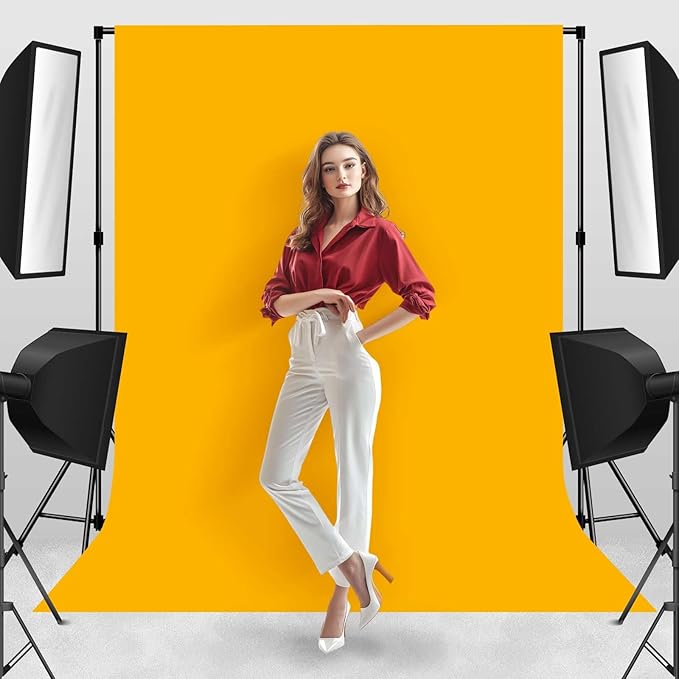 Photo Backdrop Yellow Background Fabric Professional Photography Solution 8x10ft Seamless Design Eliminate Wrinkles Short Video Food Photography Summer Theme Event