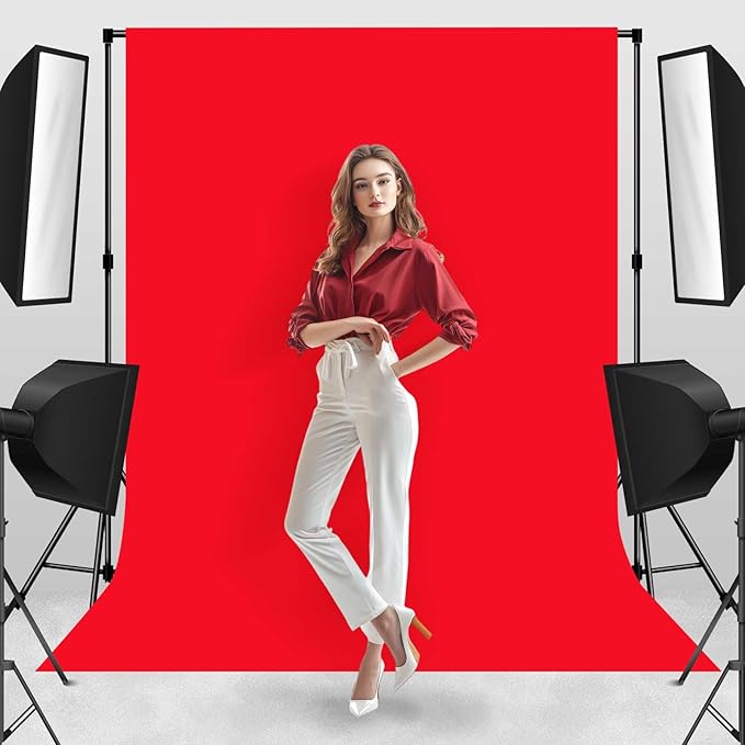 Photo Backdrop Red Background Cloth Professional Photography 6x9ft Seamless Design to Eliminate Wrinkles Wedding Luxury Theme Decoration Art Exhibition Gallery Display
