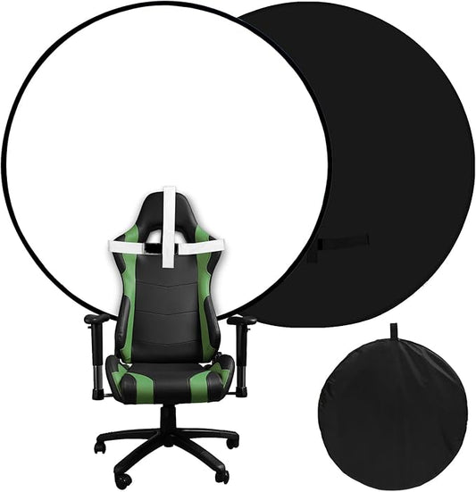 Portable Black White Screen Chair, 57 in Screen Backdrop with Stand 2-in-1Double Sided Foldable Blackwhite Background, for Video Chats and Meetings, Photography, Photo Zoom, Streaming Games