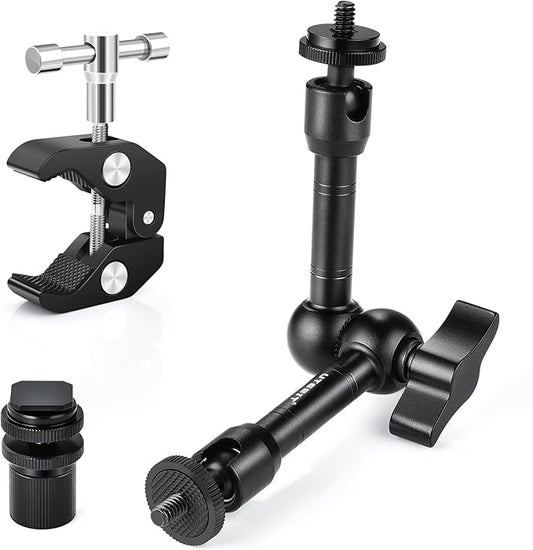 UTEBIT 9" Magic Arm Clamp Mount Kit, 360° Ball Heads with ARRI 1/4" & 3/8" Thread Screw, Camera Mount Adjustable Friction Arm w Super Clamp for DSLRs, Camera Cage, Monitor, LED Light, Action Camera