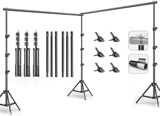 10x20FT Backdrop Support Stand for Photography，Adjustable Width & Length Backdrop Stand Background Support System Kit for Photo Video Studio Shooting, Party, Outdoor, Wedding
