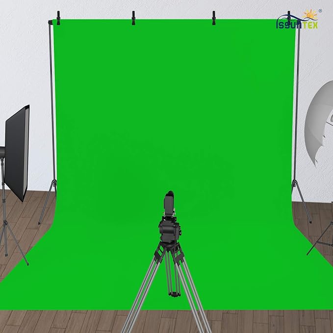 ISSUNTEX 10X20 ft Background Muslin Backdrop, Photo Studio, Collapsible High Density Screen for Video Photography and Television-Green