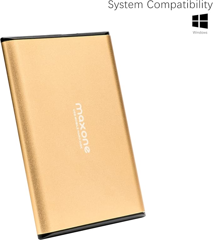 Maxone 320GB Ultra Slim Portable External Hard Drive HDD USB 3.0 Compatible with PC, Laptop, Gold