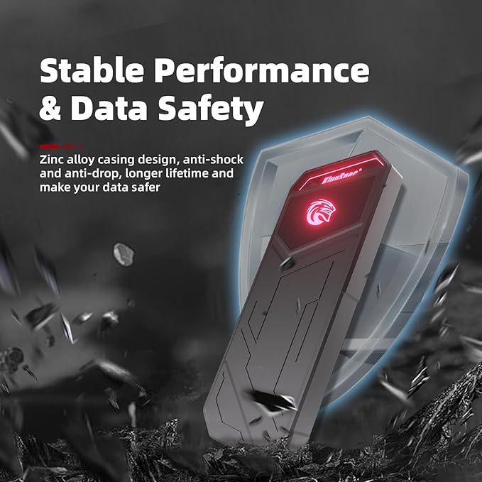 KingSpec Z5 4TB Portable External SSD with RGB Light - up to 2100MB/s, Zinc Alloy Case, USB 3.2 Gen2x2 Interface, Extreme Solid State Hard Drives, Compatible with Mobile Phone/PS4/Laptop/TV/PC (4TB)