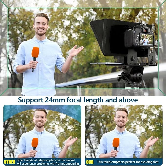 i2/12-inch All-Metal teleprompter, Lift The teleprompter and Remote Control, Using Tempered Optical Glass, Compatible with a Variety of Devices for a Variety of scenarios.