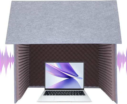 Desktop Soundproof Cover, Portable Vocal Recording Booth Isolation Booth Small Music Recording Studio Vocal Sound Absorbing Shield Sound Proof Foam Panels for Offices,Home,Recording Studios (Purple)