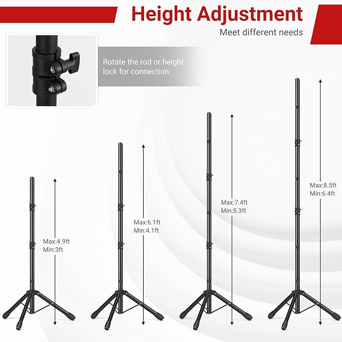 JSungo 10x8.5 FT Backdrop Stand for Parties, Adjustable Photo Backdrop Stand Kit with Carrying Bag, Portable Background Stand Backdrop for Wedding, Photoshoot, and Photo Studio