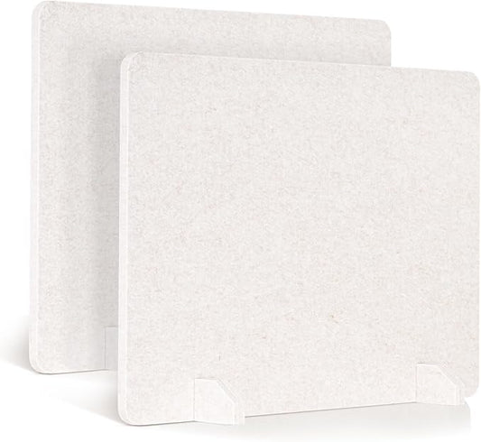 2 Pack Acoustic Desk Dividers - 24" x 20" Freestanding Privacy Panels Set with Noise - Reducing Design Cubicle Sound Proof, Ideal for Office, Classroom, and Home (Light Beige)