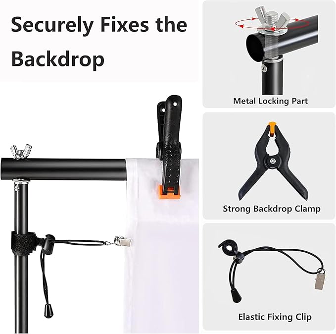 Photo Backdrop Stand, 10x9ft(WxH) Adjustable Photography Backdrop Stand, Aluminum Alloy Studio Photo Background Stand Support System for Party, Wedding, Photography, Advertising Display