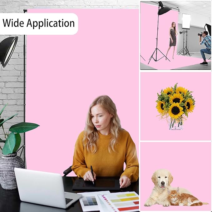 Pink Photography Backdrops for Photoshoot, Photo Booth Video Shooting Photo Backdrop, Photo Studio Portrait Background for Photography 8FTx10FT