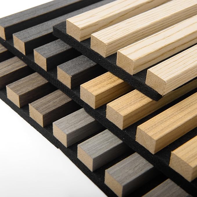 Art3d 5-Pack Sample Acoustic Wood Panels for Wall, Soundproof Wood Slat Panel for Wall and Ceiling - 5 Colors, 6" x 4.7"