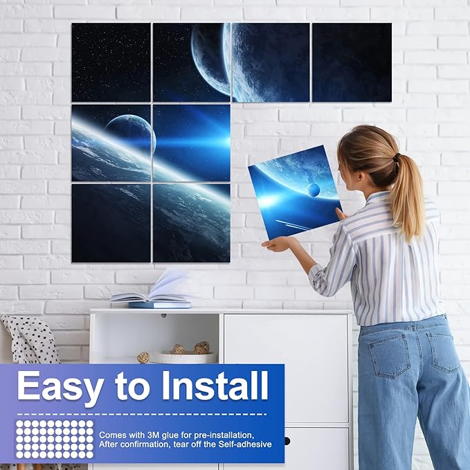 Dmsky Art Acoustic Panels,48“x36”Acoustical Wall Panel, Decorative Sound Absorbing Panel for Walls, Studio Acoustic Treatment Soundproof Wall Panel（12 Pack,Space）