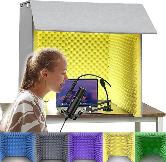 V3VOGUE Desktop Soundproof Cover, Portable Vocal Recording Booth, Isolation Booth Box for Home Studio, Microphone Recording Equipment, Ecosfriendly Material, for Podcasts Work Singing Broadcasting