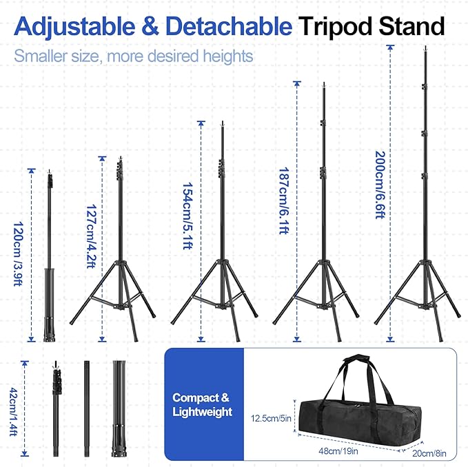Backdrop Stand 10x6.6ft(WxH), Photo Studio Adjustable Background Stand Support System Kit with 8 Crossbars, 8 Clamps and Carrying Bag for Parties, Wedding, Photography, Decoration