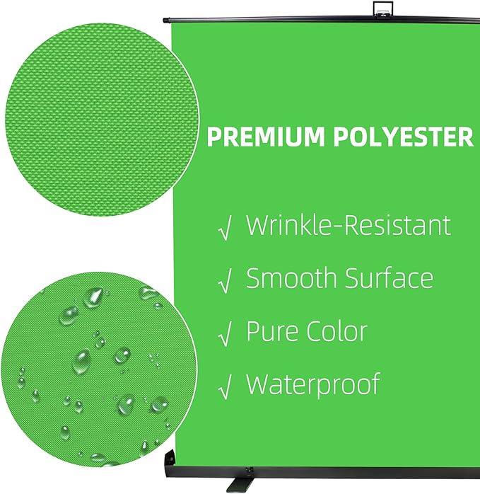 FUDESY Extra Large Green Screen, 74W X 77H inches Collapsible Chromakey Panel,Portable Retractable for Tiktok Video, Live Game,Aluminum Base,Wrinkle Resistant Fabric,Pull-up Style,Auto-Locking Frame