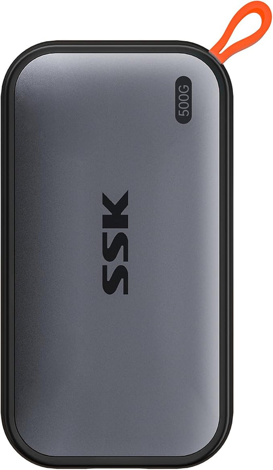 SSK Portable SSD 500GB External Solid State Drives, up to 1050MB/s USB C SSD External Hard Drive USB 3.2 Gen2 for iPhone 15/Pro, Windows, Mac, Android Phones and Tablets