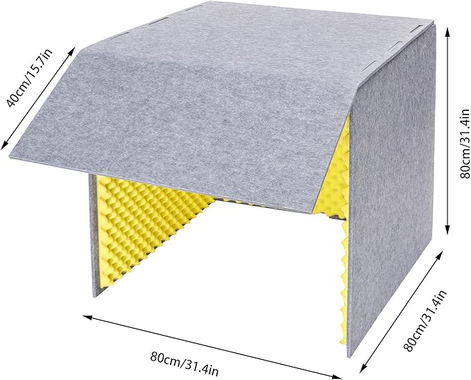 Desktop Soundproof Cover, Portable Vocal Recording Booth Isolation Booth Small Music Recording Studio Vocal Sound Absorbing Shield Sound Proof Foam Panels for Offices,Home,Recording Studios (Yellow)