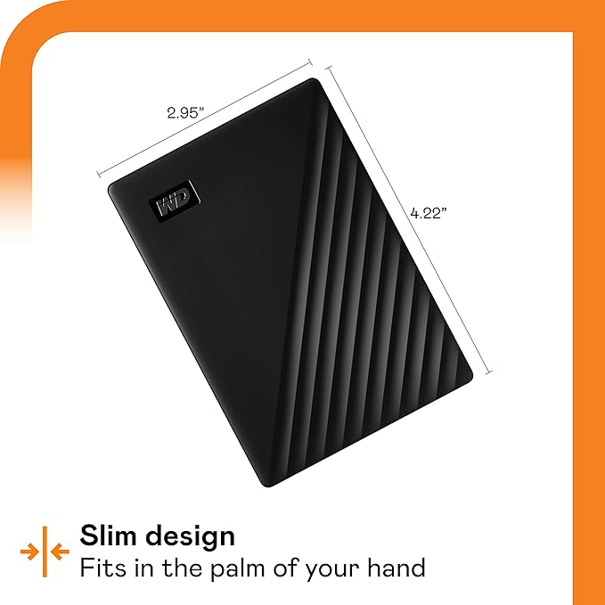 WD 5TB My Passport, Portable External Hard Drive, Black, backup software with defense against ransomware, and password protection, USB 3.1/USB 3.0 compatible - WDBPKJ0050BBK-WESN