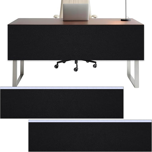 Under Desk Privacy Panel, 62"x15" Self-Adhesive Modesty Screen, Heavy Duty Canvas Skirt for Easy Privacy on Sit-Stand Desks in Home Studio & Office, Black (2-Pack)