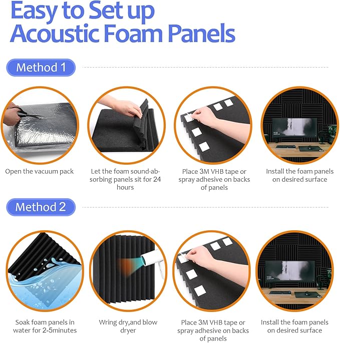 80 Pack Acoustic Foam Panels,1"X 12" X 12"Sound Proof Foam Panels,High Density Sound Absorbing Panels,Soundproof Wedges Panels for Studio Recording & Office & Home