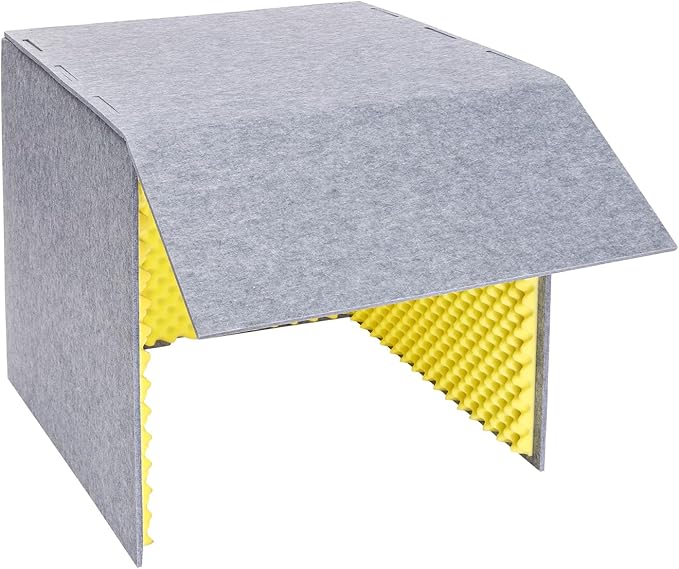 Desktop Soundproof Cover, Portable Vocal Recording Booth Isolation Booth Small Music Recording Studio Vocal Sound Absorbing Shield Sound Proof Foam Panels for Offices,Home,Recording Studios (Yellow)