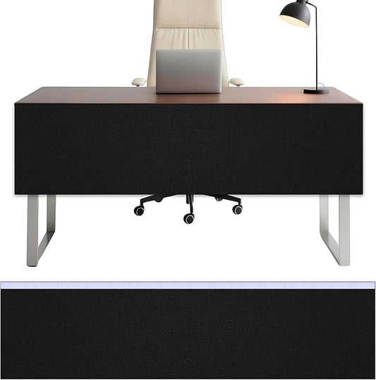 Under Desk Privacy Panel 62 x 15 Inch Self-Adhesive Modesty Panel Table Skirts Privacy Divider for Office Desk Home Studio or Standing Workstation, Easy to Assemble, Black (1-Pack)