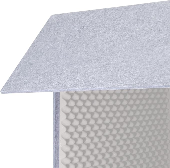 Desktop Soundproof Cover, Portable Vocal Recording Booth Isolation Booth Small Music Recording Studio Vocal Sound Absorbing Shield Sound Proof Foam Panels for Offices,Home,Recording Studios (Gray)