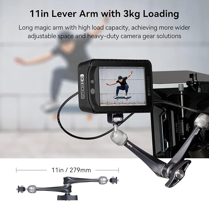 SMALLRIG Rosette Magic Arm 11 Inch with Ball Head, 1/4"-20 Screws, and Anti-Twist Pins, for Cameras/iPads/Monitors/LED Lights/Smartphones/Action Cameras, Max Load Capacity 3kg