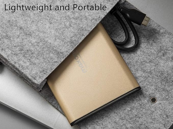 Maxone 250GB External Hard Drive Portable 2.5'' Ultra Slim HDD Storage USB 3.0 Compatible with PC, Laptop, Gold