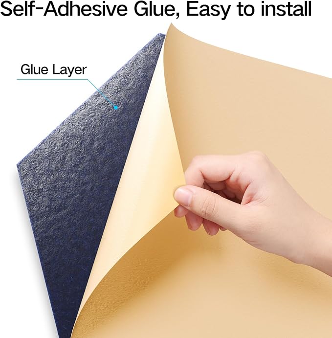 8 Pack Self-Adhesive Acoustic Panels 12" X 10" X 0.4" - Sound Proof Foam Panels for Wall with High Density, Hexagon Design, Flame Resistant, Absorb Noise and Eliminate Echoes(Dark Blue)