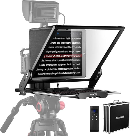 NEEWER Teleprompter X17 II with RT113 Remote/APP Control, 17" HD Beamsplitter All Metal Frame Upgraded Camera Mount QR Plate Compatible with Manfrotto 501PL iPad iPhone, Max Load 44.1Ib, Assembly Free