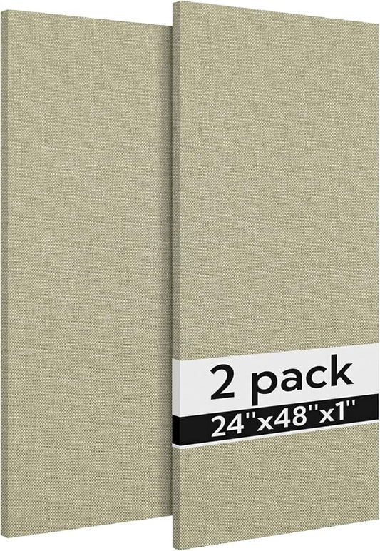 Olanglab Acoustic Panels 2 Pack, 48''x24'' Large Sound Panels, Fabric Wrapped Sound Proof Foam Panels for Walls, Sound Absorbing Panels for Recording Studio Acoustical Treatments (Ivory)